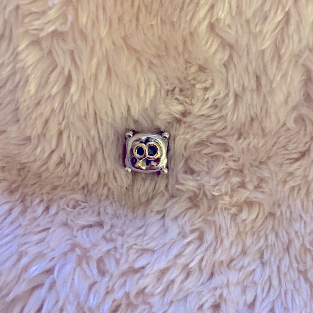 Pandora Charm. Wedding bands with gold detail.